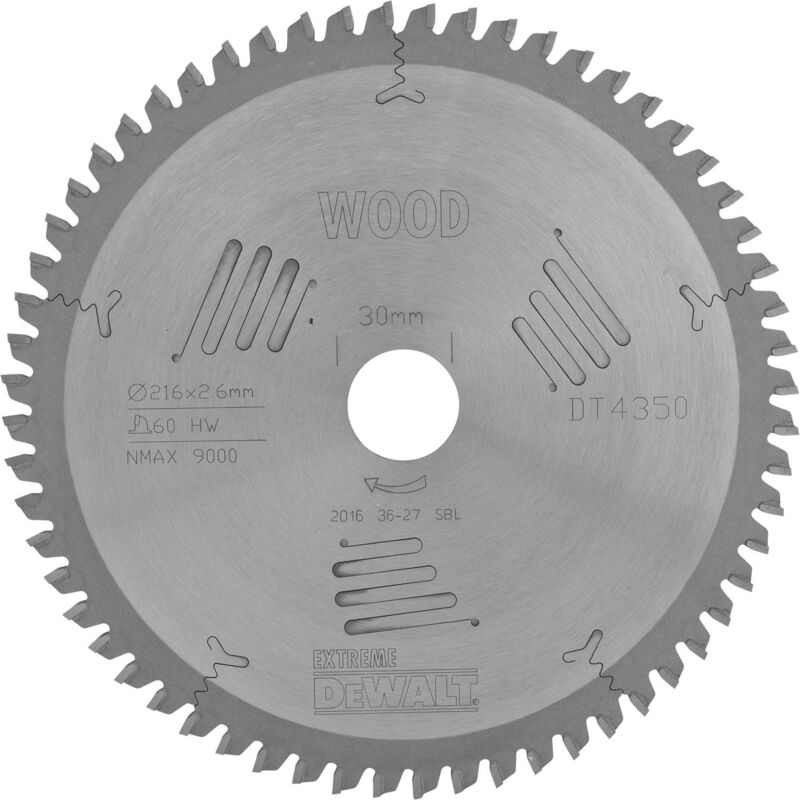 Kreissägeblatt Hw Ø 216x2, 6x30 Mm Z60 Wechselzahn (wz) Negativ - Dewalt