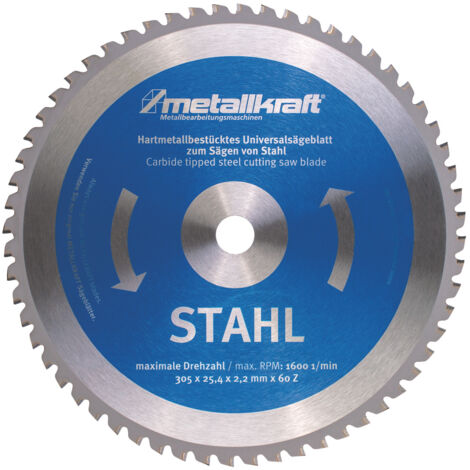 Kreissägeblatt METALLKRAFT d=305x2,4x25,4mm für Stahl, zu Kappsäge MTS 356
