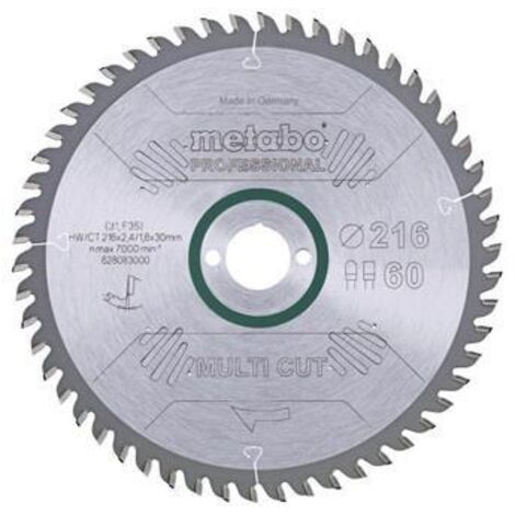 Kreissägeblatt multi cut professional HW/CT D216xB2,4x30mm 60Z. Flach-Trapezzahn