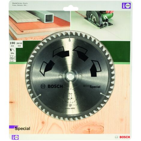 Kreissägeblatt SPECIAL D 190 mm Durchmesser 20 mm Z 54  BOSCH 2609256891