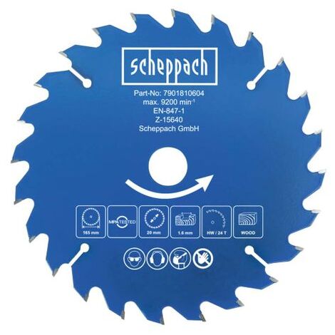 Kreissageblatt fur Holz 160 x 20 x 1 x 1,6 mm 24Z Scheppach