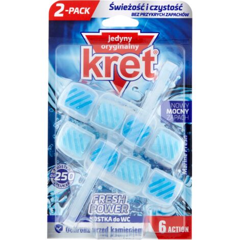 Kret Fresh Power Marine Fresh - blocs WC, fraîcheur longue durée, 2 x 40 g