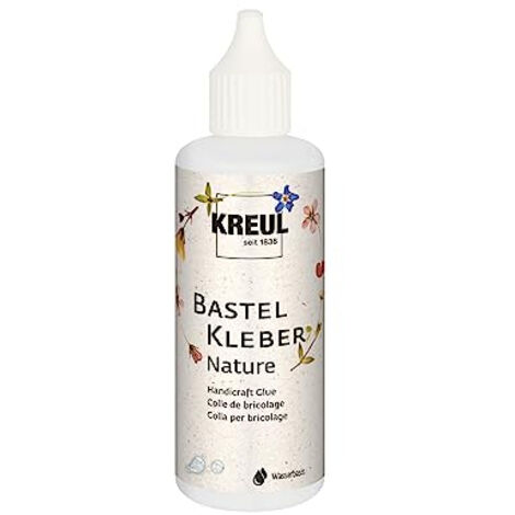 KREUL 49371-COLLE DE BRICOLAGE NATURE, 80 ML, À BASE D'EAU, SANS SOLVANT, INODORE, COLLE DE DÉCORATION DURABLE ET POLYVALENTE PO