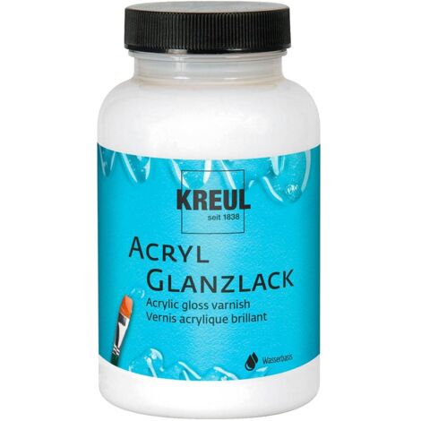KREUL 79413 - Acrylic Gloss Lacquer barattolo di vetro da 275 ml Lacca trasparente di finitura e protettiva a base d'acqua per oggetti dipinti completamente asciutti