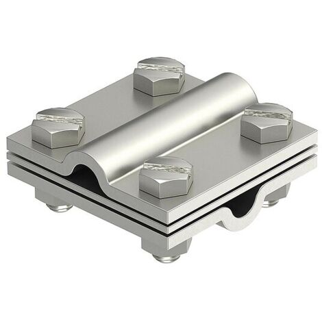 Kreuzverbinder rostfreier Stahl Typ 252 für Rundleiter, mit Zwischenplatte - 60 x 60 mm