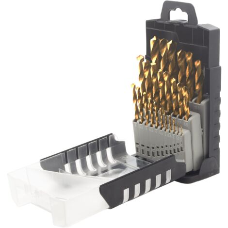 Krino 01170302 - HSS-G TiN Set Punte Rettificate Rivestite in Titanio Per Acciaio - 25 Pezzi