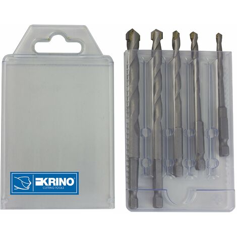 Krino 03057700 - Set Punte Superior con Attacco Esagonale 1/4 per Muro e Cemento - 5 Pezzi