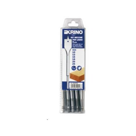 Krino 05055100 - Set Mecchie Piatte per Legno, Codolo Esagonale ¼" - 6 Pezzi