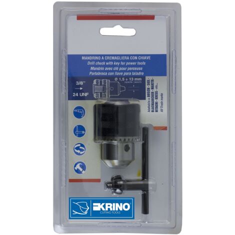 KRINO 2800130 MANDRINO con Chiave Attacco 3/8X24 UNF capacità 1,5÷13mm, Acciaio