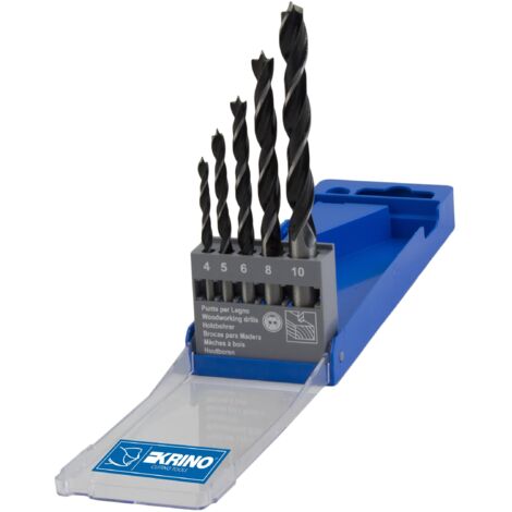 KRINO 5010201 Set 5 Pezzi Punte Legno WS 4÷10 mm, Acciaio
