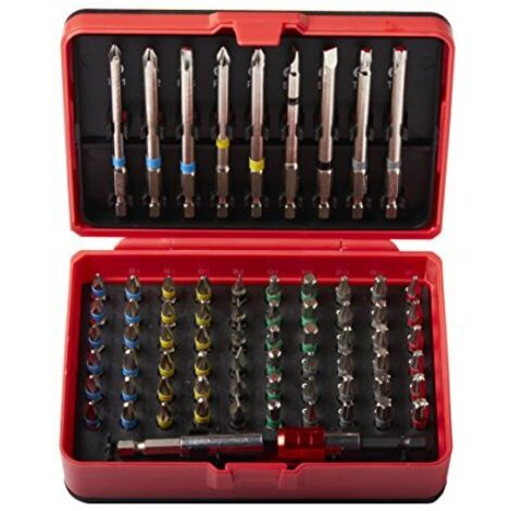 KRINO 66014006 Set 71 Pezzi Inserti Colorati per Avvitatura, Rosso