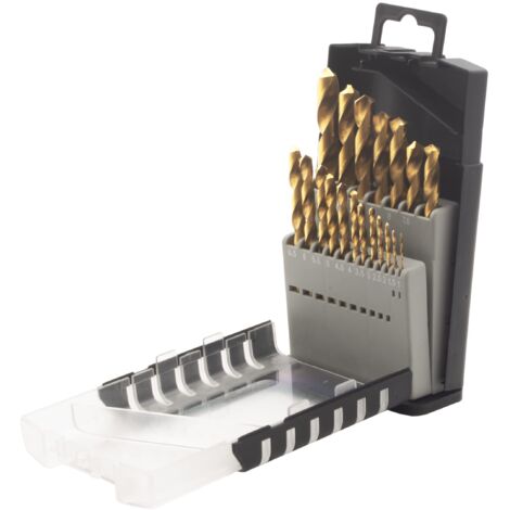 KRINO Serie assortimento 19 punte HSS-G rivestite al TITANIO custodia in ABS