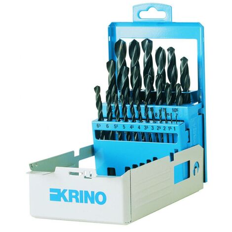 KRINO Serie assortimento 25 punte HSS Rullate per trapano acciaio metallo ferro