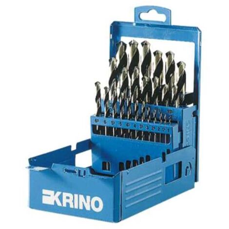 Krino VISIDEX Set 25 Punte Elicoidali HSS-G Rettificate DIN 338 da 1 a 13 mm passo 0.5 mm Scatola Metallo