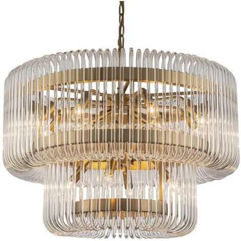 Kristall Deckenleuchte Gold Metall 80X80X70 Cm