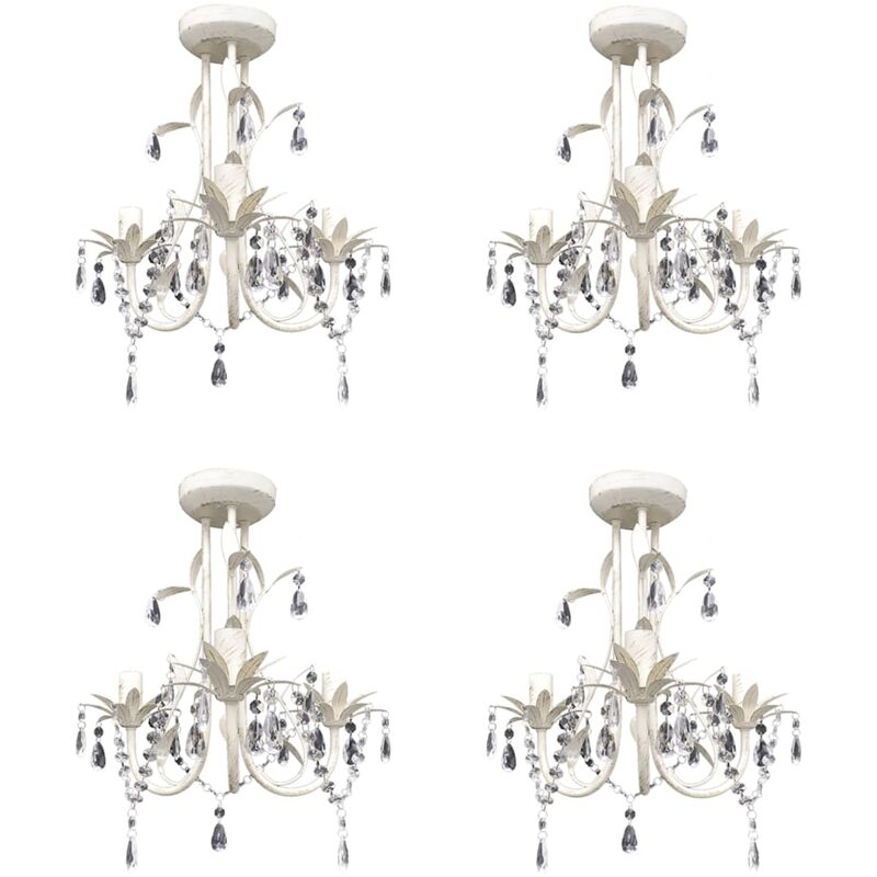 Abcrital - Kristall-Deckenleuchte Kronleuchter 4 Stk. Elegantes Weiß