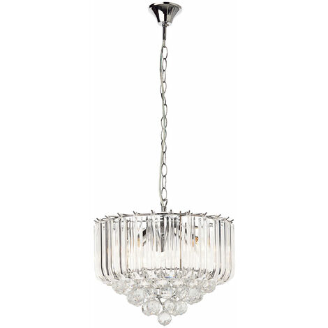 Kristall Hänge Leuchte Chrom Pendel Luster Decken Lampe Wohn Zimmer Beleuchtung klar