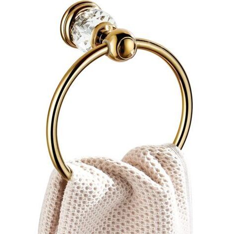 Kristall-Handtuchring, goldener Handtuchhalter für Badezimmer, runder Handtuchhalter Wanddekoration