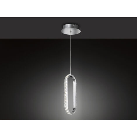 Kristall Pendelleuchte Pendelleuchte dimmbar LED hängeleuchte Esstisch, Höhenverstellbar Kristalloptik, Metall Chrom, 1x LED 12W 1100Lm 3000K, LxBxH 16x16x150cm, WOFI 11696