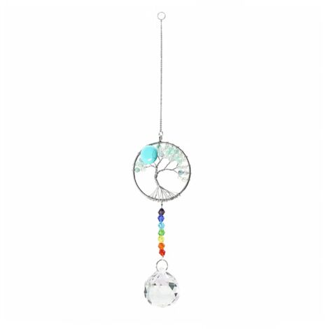 Kristall-Regenbogen-Sonnenfänger, Chakra-Lebensbaum-Anhänger, Glas-P