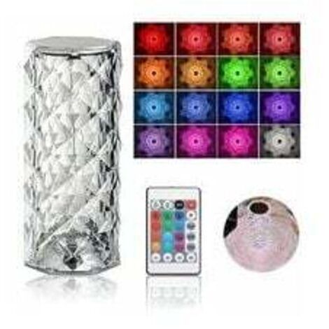 Kristall-Tischleuchte mit Touch- und Fernbedienung, 16 Farben, USB-Ladefunktion, LED-Beleuchtung – Lampe für Schlafzimmer/Bar/Restaurant