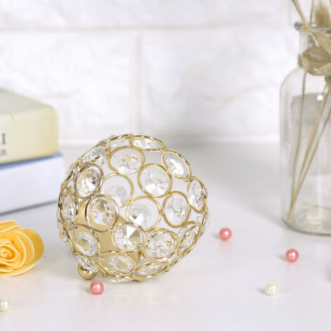 Kristallkerzenhalter für Hochzeiten, Tischdekorationen und goldene Tischdekorationen (8 cm Durchmesser)