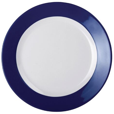 Kristallon Gala Colour Rim Melamine Plate Blue 230mm Pack of 6 - DE606