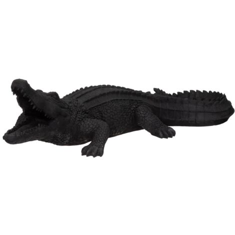 Krokodilstatuette - schwarz - Kunstharz H30 cm