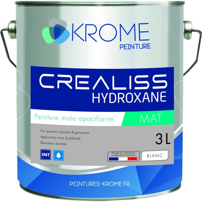 Krome Crealiss Hydroxane - Peinture Murs et Plafonds – Intérieur Finition: Mat - Couleur: Blanc - Conditionnement: 3L