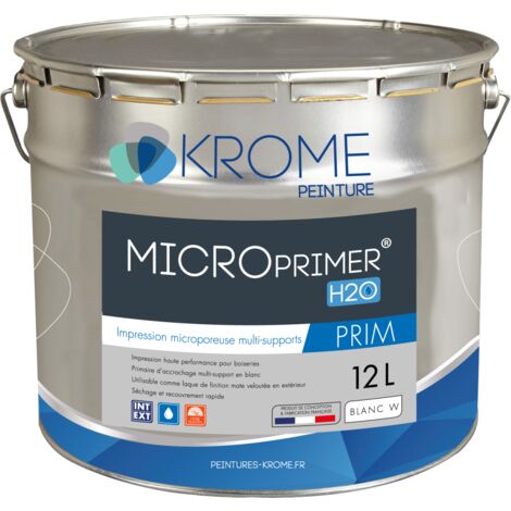 Krome MicroPrimer H2o Peinture d'Impression Microporeuse Multi-supports Intérieur et Extérieur  Conditionnement: 12L - Couleur: BLANC