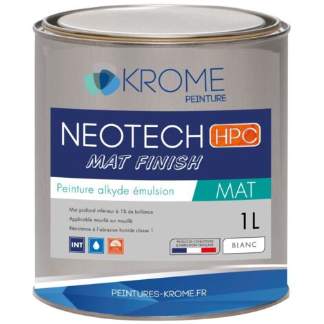 Krome Neotech Mat Finish Peinture Mate Sans Reprise Finition Murs et Plafonds  Conditionnement: 1L - Couleur: BLANC
