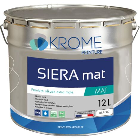 Krome Siera Mat - peinture alkyde finition et impression - Intérieur - 12L Conditionnement: 12L - Couleur: BLANC