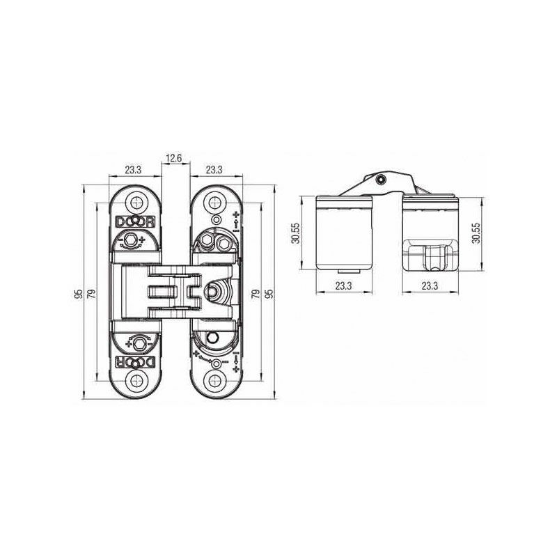 Koblenz - Charnière invisible à encastrer k6200 - Décor : Noir