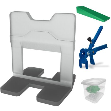 Kronen Hansa Nivelliersystem fÃ¼r Fliesen (Verlegehilfe zum Fliesenlegen, Starter Set fÃ¼r 2 mm Fugenbreite, 100 Zuglaschen, 100 Keile, Zange, FliesenstÃ¤rke 3-12 mm, praktisches Set im Eimer)