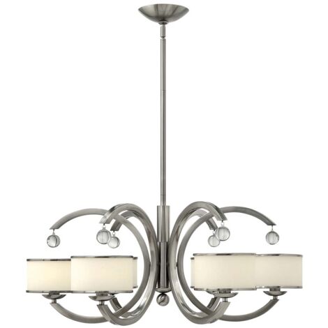 Kronleuchter Deckenlampe Pendelleuchte Nickel B 80 cm 6 Flammig Esszimmerlampe