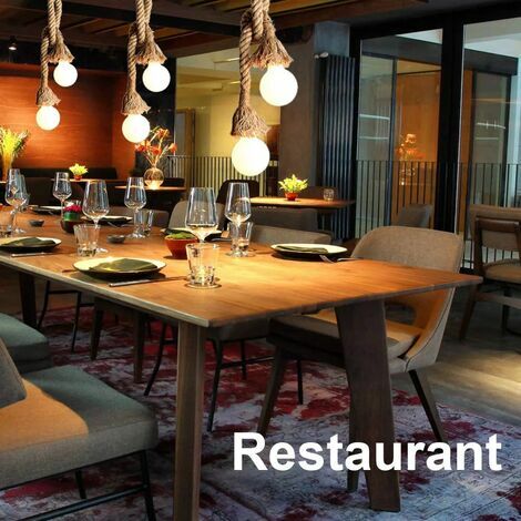 Kronleuchter Doppelkopf Hanfseil Pendelleuchte E27 2 Sockel Industrieller Retro Stil Pendelleuchte Kreative DIY Verstellbare Lampe für Wohnzimmer Café Restaurant Lobby (Gelb, 100cm)
