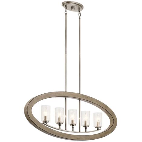Kronleuchter Grand Bank E14 40W Steel, verre Gris antique vieilli l: 22,9 cm b: 91,4 cm Ø91.4 cm Hauteur dimmable réglable