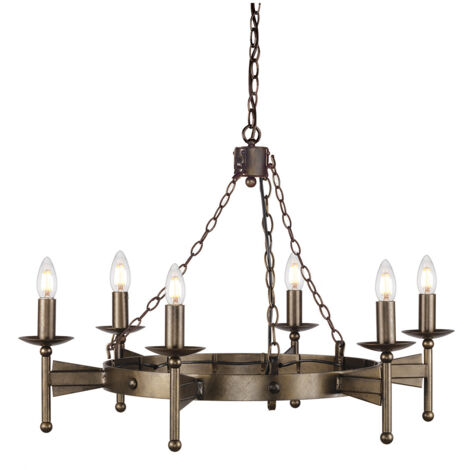 Kronleuchter Hängelampe Deckenleuchte Eisen Bronze D 81 cm Esszimmerlampe