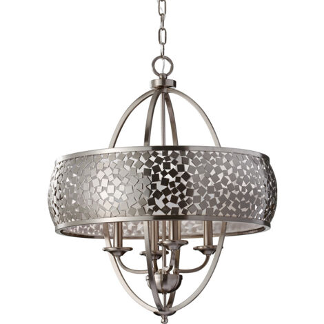 Kronleuchter Hängelampe Deckenleuchte Stahl Glas Edelstahl D 61 cm Luster