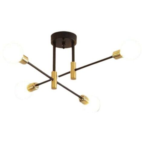 Kronleuchter im Vintage-Industriestil, 4-flammige Deckenleuchte, Vintage-Kronleuchter, schwarze Deckenleuchte für den Innenbereich, ideal für Schlafzimmer, Flur oder Küche.
