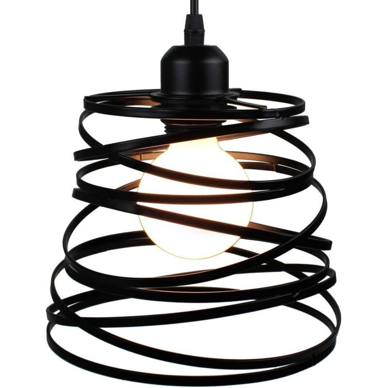 Pendelleuchte Vintage Metall Eisen e27 20cm Spirale Hängende Deckenleuchte für Küche Esszimmer,Schwarz