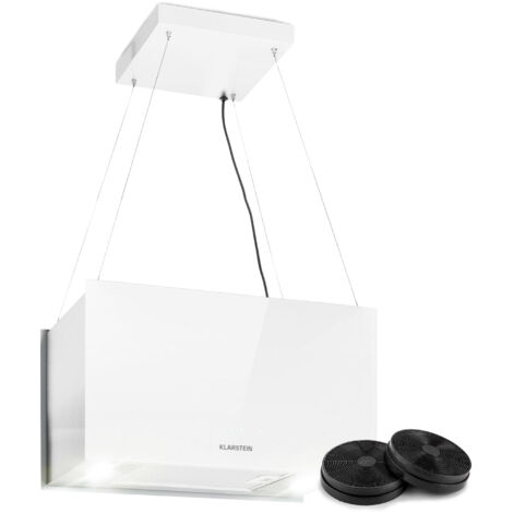 Kronleuchter L Inselabzugshaube 60cm Abluft: 590m³/h LED Touch Glas weiß