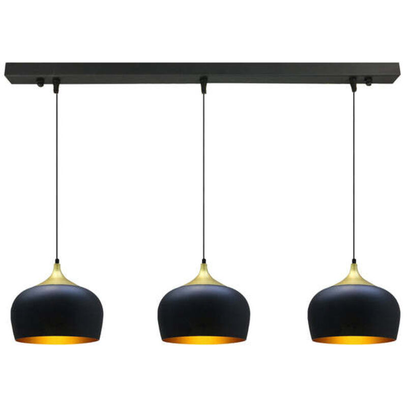 Bamyum Dreifach-pendelleuchter Aus Schwarzem Metall – Vintage-kronleuchter E27 Ø30 Cm Für Wohnzimmer, Schlafzimmer Oder Esszimmer