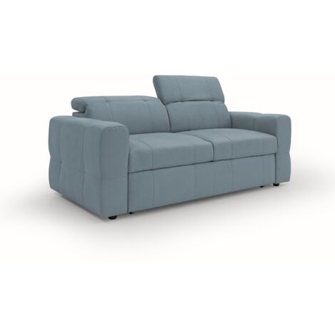 Kronos Canapé 193 cm avec pouf amovible en microfibre imperméable Bleu pastel