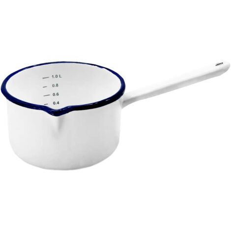 KRÜGER Husum Pentola con Manico, Smaltato, Bianco