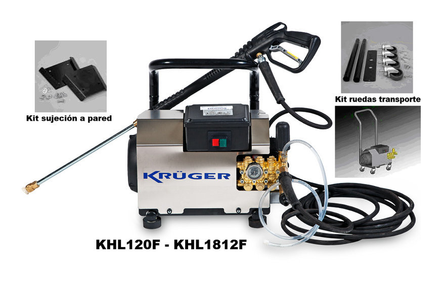 

KRÜGER KHL120F - Hidrolimpiadora agua fría 125 bar 660 L/h 230 V 3,3 Kw