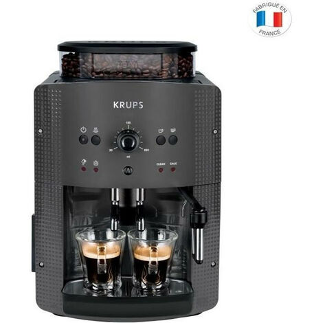 Krups Machine à café grain, 1,7 L, 2 tasses en simultané, Nettoyage  automatique, Buse vapeur pour Cappuccino, Cafetière espresso, Essential  noire YY8125FD : : Cuisine et Maison