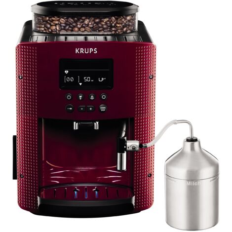 Krups EA816570 Essential Macchina per Caffè Automatica, Display LCD, 3 Temperature, Beccuccio per Vapore, Rosso