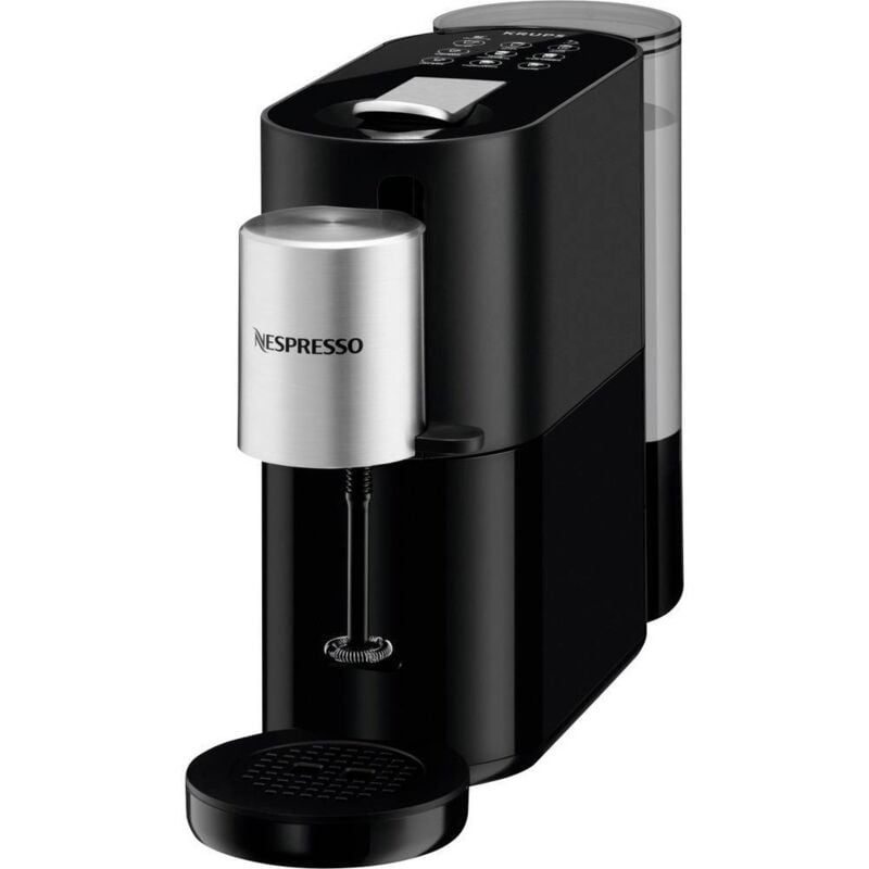 Atelier XN8908 Machine à capsules noir, argent One Touch, avec embout de mousseur à lait - Krups