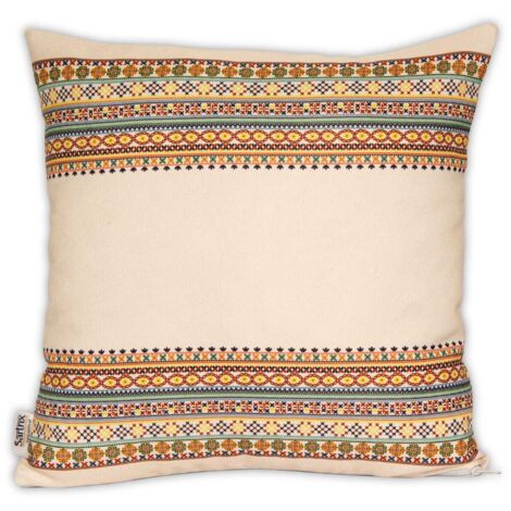 Krzczonowski Housse de coussin Folk, beige